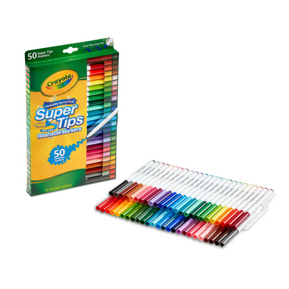 Set de Markere Crayola Supertips pentru Copii, Spălabil, cu 50 de Nuante Diferite, Markere Non-Toxice cu Vârf Conic, Set de Crafting, Markere pentru Copii, pentru Vârsta de Peste 3 Ani