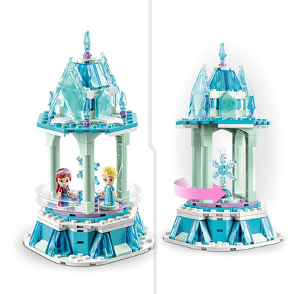 LEGO Disney Princess - Caruselul magic al Annei și Elsei, jucărie inspirată de Palatul de Gheață Frozen, cu 3 figurine iconice și figura lui Olaf 43218