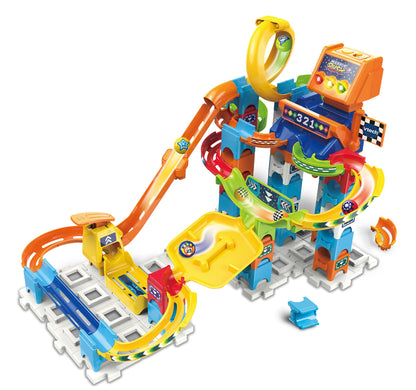 VTech Marble Rush - Set de Curse M200 E – Pista interactivă cu lumini și sunete, elemente captivante și opțiuni de construcție – Pentru copii de 4-12 ani
