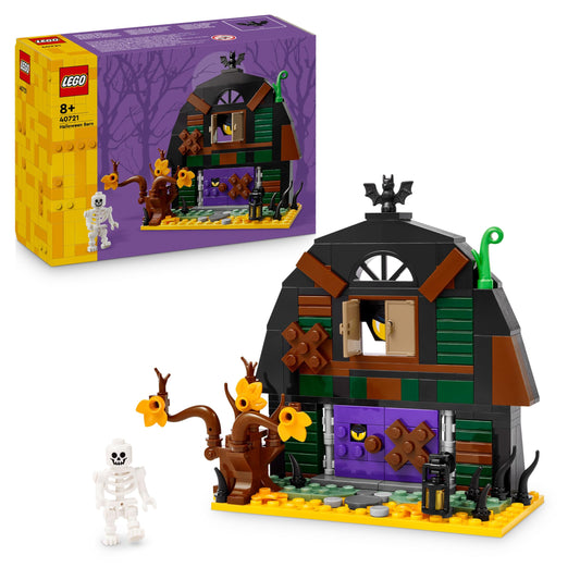 LEGO 40721 Set de construcție Halloween Scheună cu 205 piese și minifigurină schelet pentru copii de la 8 ani