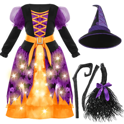 Spooktacular Costum vrajitoare cu LED, portocaliu