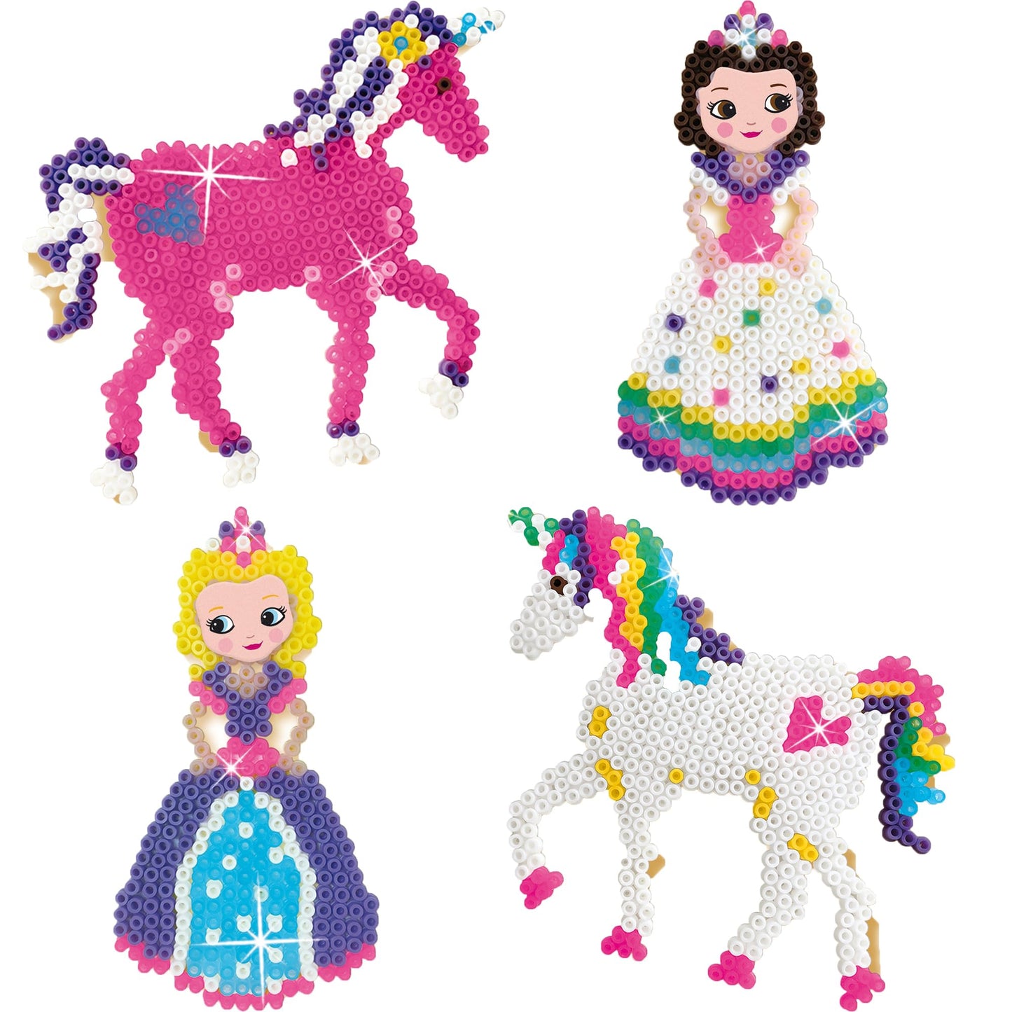 SES Creative 6216 Set de mărgele de călcat Unicorn și Prințesă Activitate manuală pentru fete 5+ ani Jucărie creativă pentru copii
