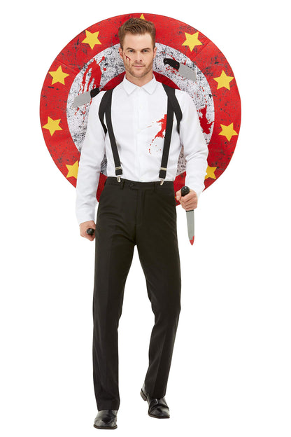 Costum de aruncător de cuțite Smiffys, Deluxe, Roșu & Alb, cu cămașă, țintă & cuțite cu velcro