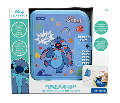 Jurnal electronic Lexibook Disney Stitch cu stilou și caiet, interactiv, protejat prin parolă, funcții distractive, efecte sonore, albastru, SD50D