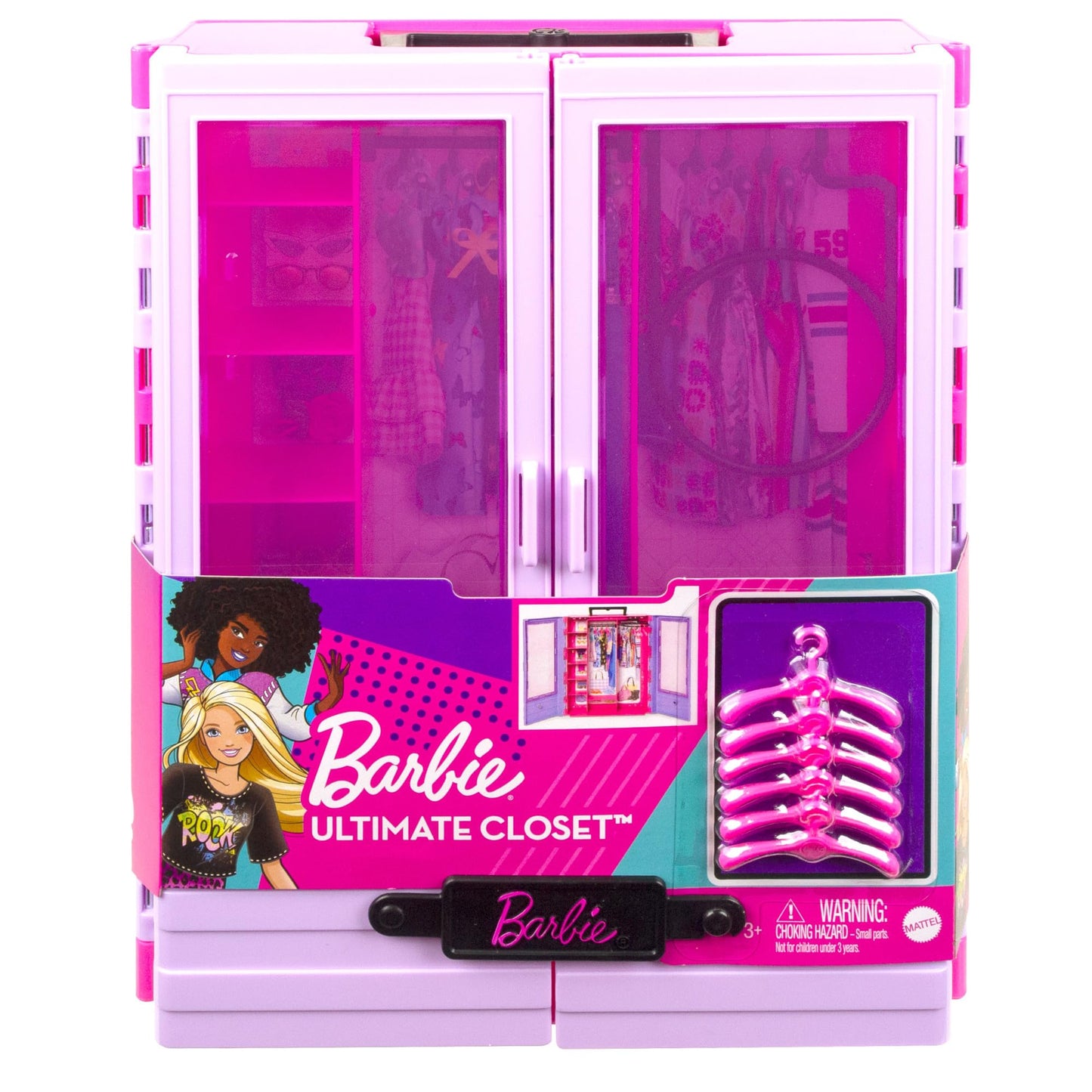 Dulap Barbie Ultimate Closet pentru organizarea hainelor și accesoriilor Barbie, include umerașe, jucărie pentru copii de la 3 ani, HJL65