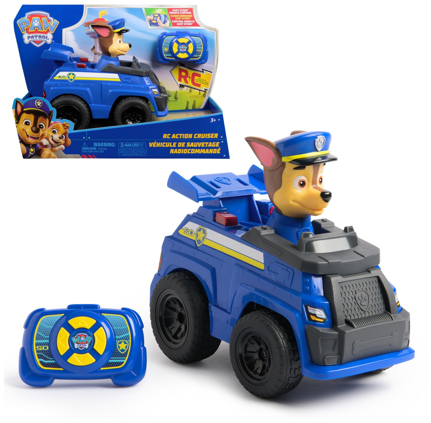PAW PATROL Chase Mașinuță de poliție cu telecomandă și efecte luminoase 25 cm pentru copii de la 3 ani