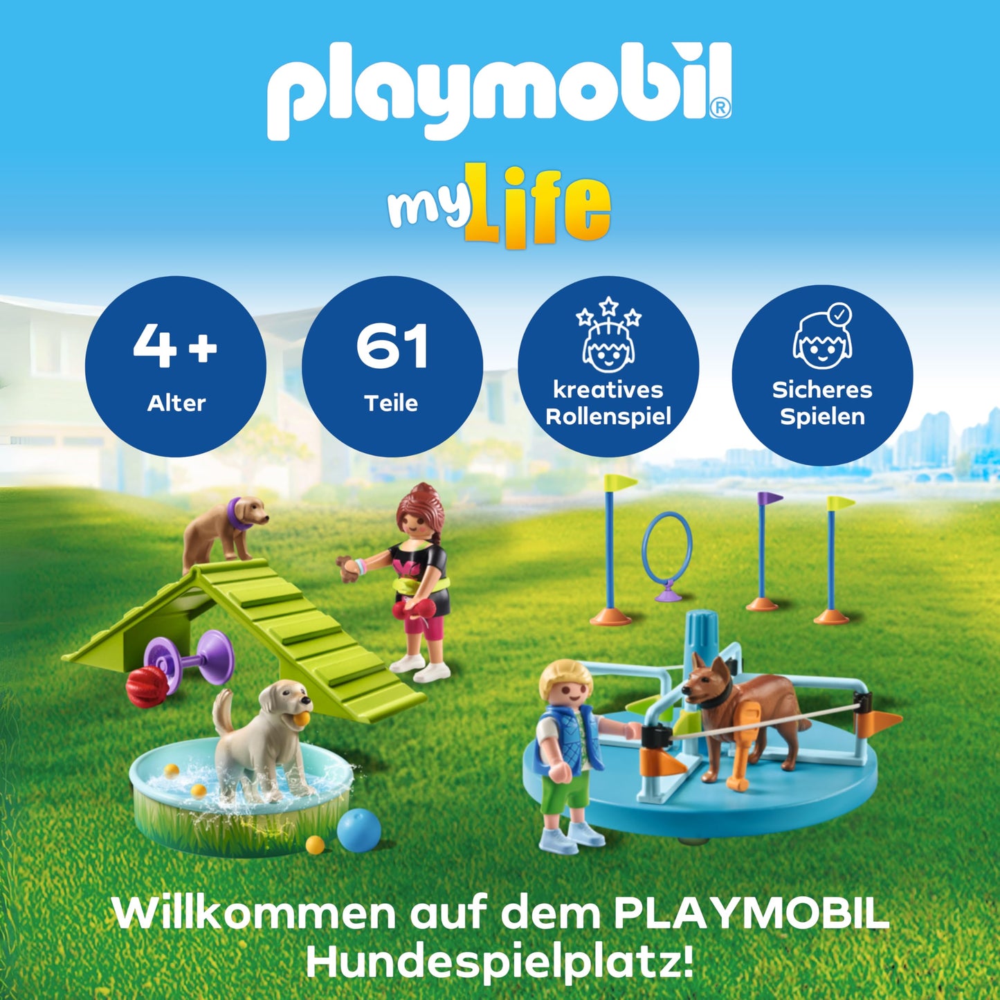 PLAYMOBIL 71745 Teren de joaca pentru caini, 4+ ani