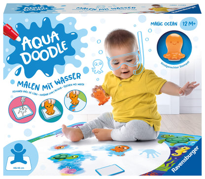Ravensburger 4568 Aquadoodle Magic Ocean - Stamping și explorare fără pete cu apă - Set de ștampile cu covor magic pentru bebeluși de la 12 luni, jucărie pentru copii de la 1 an
