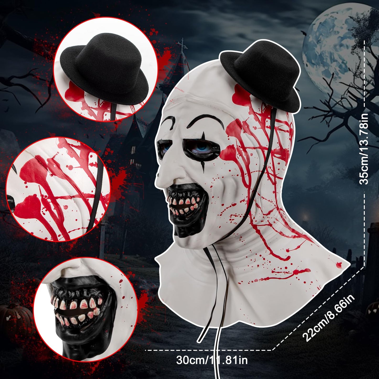 IEEILULU Mască Clovn Terrifier Halloween
