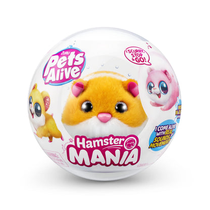 Hamster Mania Pets Alive von ZURU, Hamster Portocalie, Jucărie Interactivă, Sunete 20+, Animal de Companie Electronic