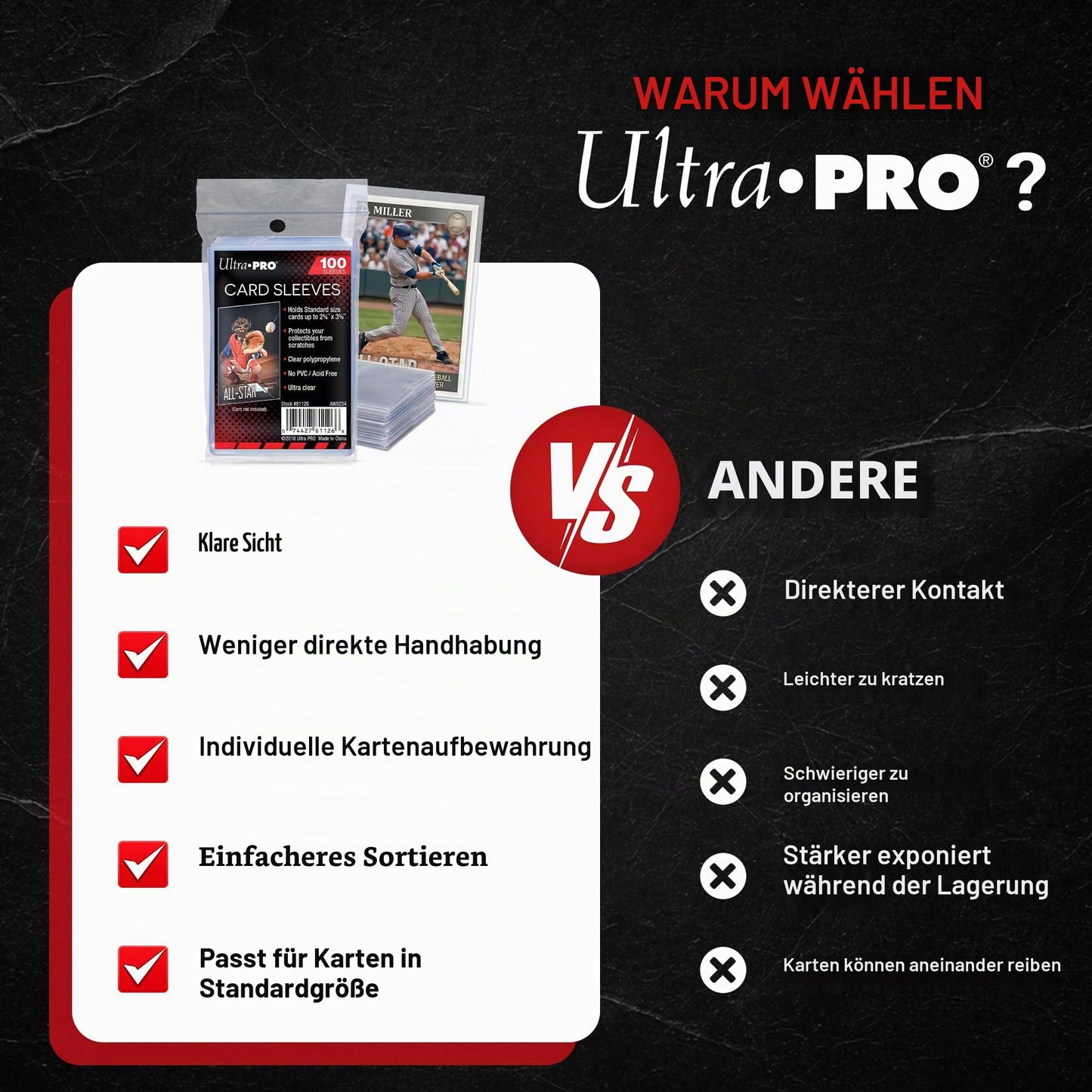 Ultra Pro AW11739 Set de huse protectoare pentru cărți, transparente, 100 bucăți