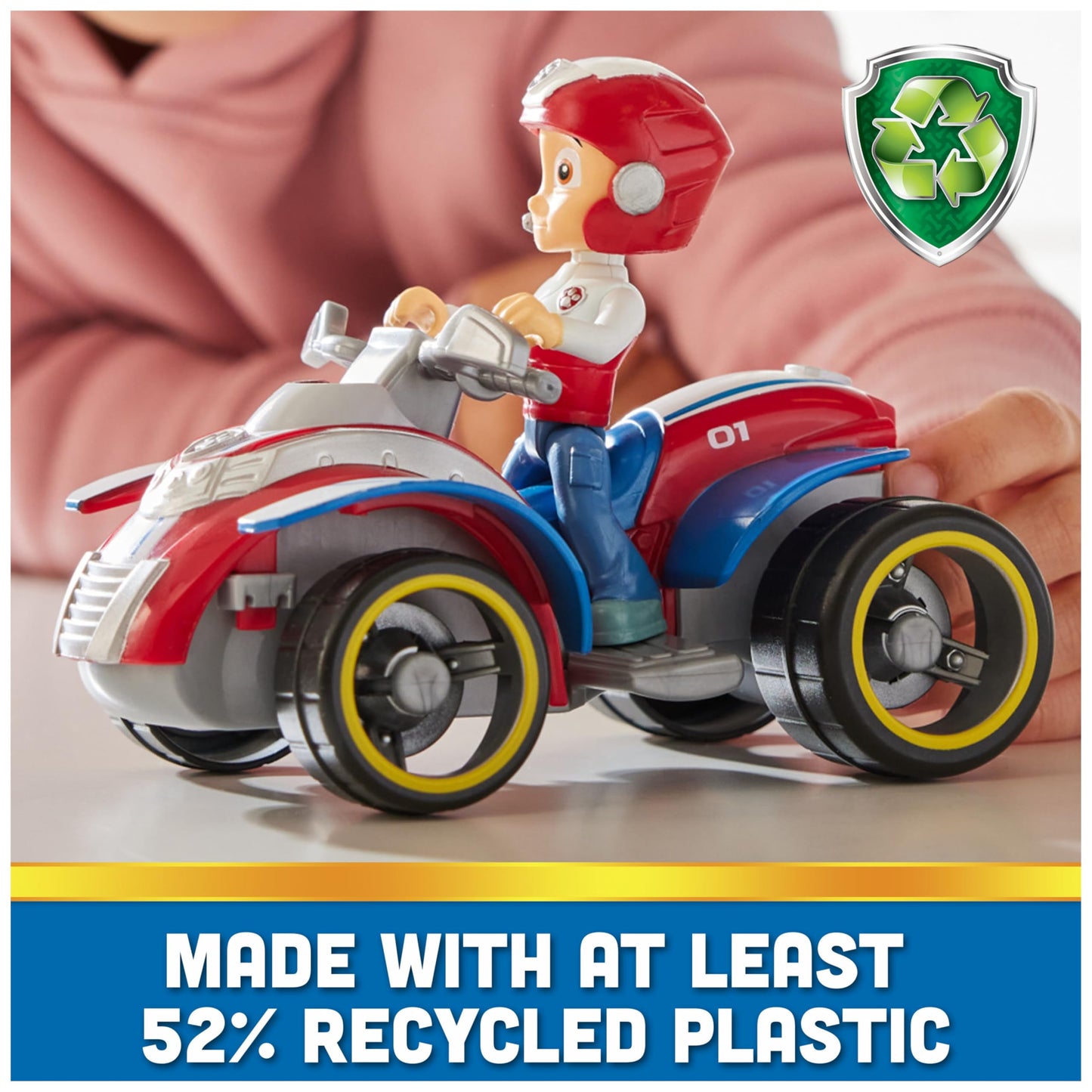 PAW PATROL, Quad de salvare cu figura lui Ryder (Vehicul de bază sustenabil), jucărie pentru copii de la 3 ani