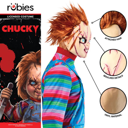 Rubie's Rubies Masca Oficială Chucky Cusută 3/4 pentru Adulți, Mărime Unică