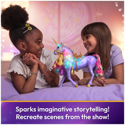 Academia Unicornului Licht-Magie Wildstar - Unicorn cu efecte de lumină și muzică, 28 cm, inspirat de seria Netflix, pentru jocuri de rol imaginative, pentru copii de la 4 ani.