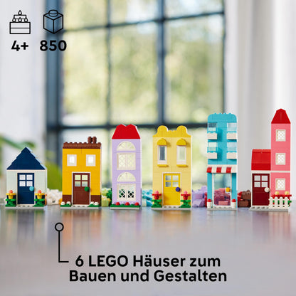 LEGO Classic Case Creative, Set de Piese pentru Copii, Jucărie de Construcție cu 850 de Piese, Jucărie pentru Construirea Caselor cu Accesorii, Cadou pentru Băieți și Fete de la 4 Ani 11035