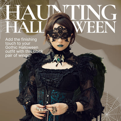 Moonlight Fright AW-1-BWR Aripi de Înger Negre pentru Costum de Înger pentru Femei – Aripi Negre din Pene pentru Costum de Diavol Carnaval pentru Adulți – Petrecere Halloween, Accesorii Cosplay Gothic