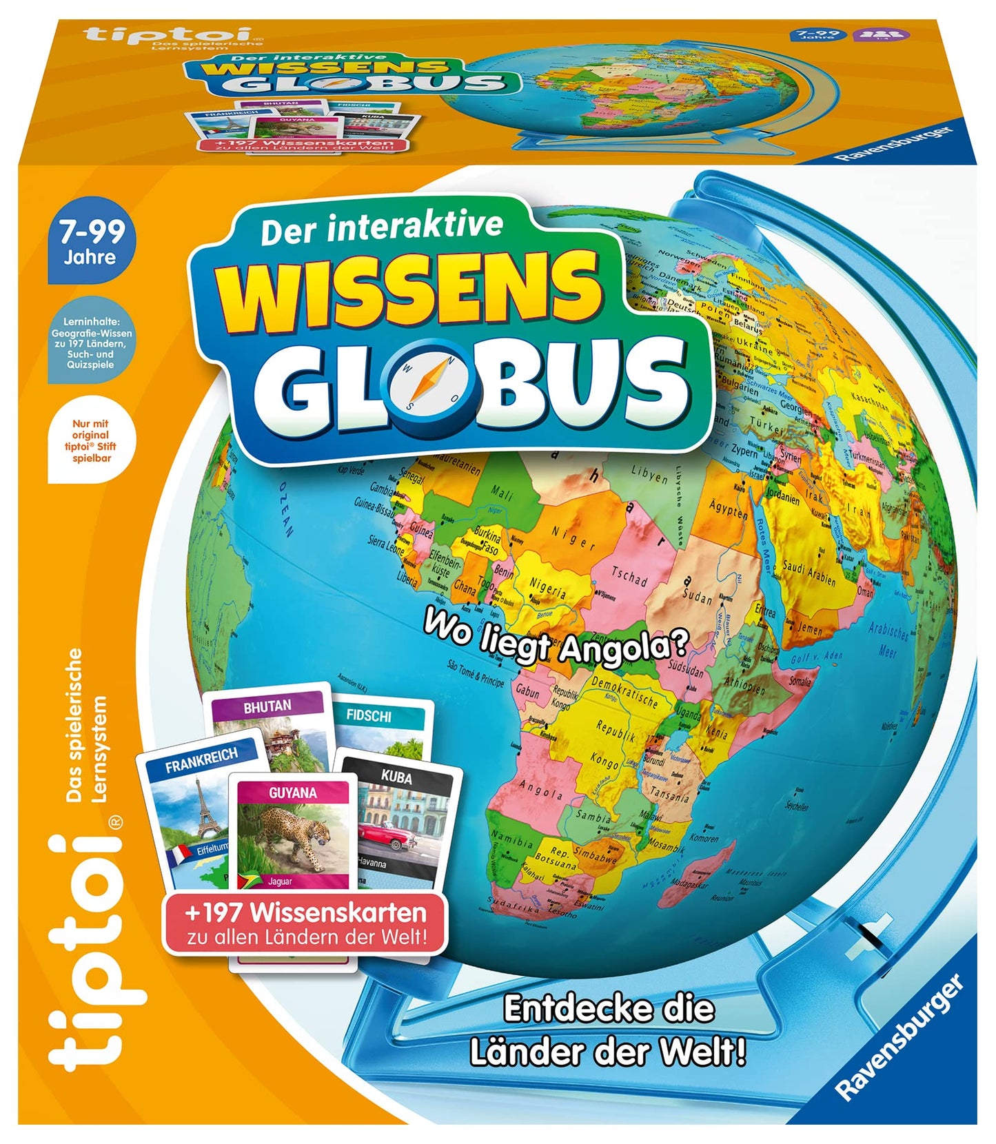 Ravensburger tiptoi 00107 Glob interactiv, 197 tari, 7+ ani