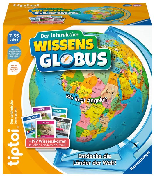 Ravensburger tiptoi 00107 Glob interactiv, 197 tari, 7+ ani