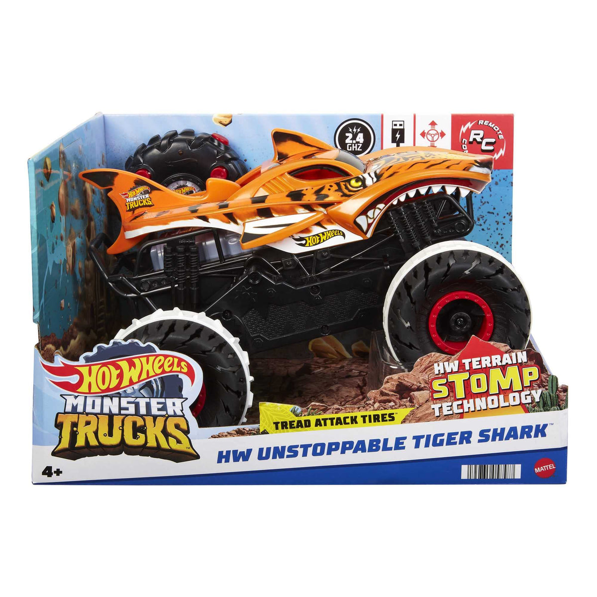 Hot Wheels Monster Truck Tiger Shark telecomanda, 1:15