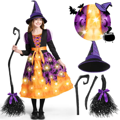 Spooktacular Costum vrajitoare cu LED, portocaliu