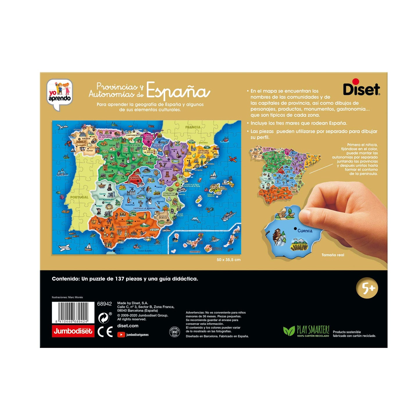 Diset - Provincii și Autonomii din Spania, Puzzle educativ pentru a învăța geografia Spaniei de la 5 ani