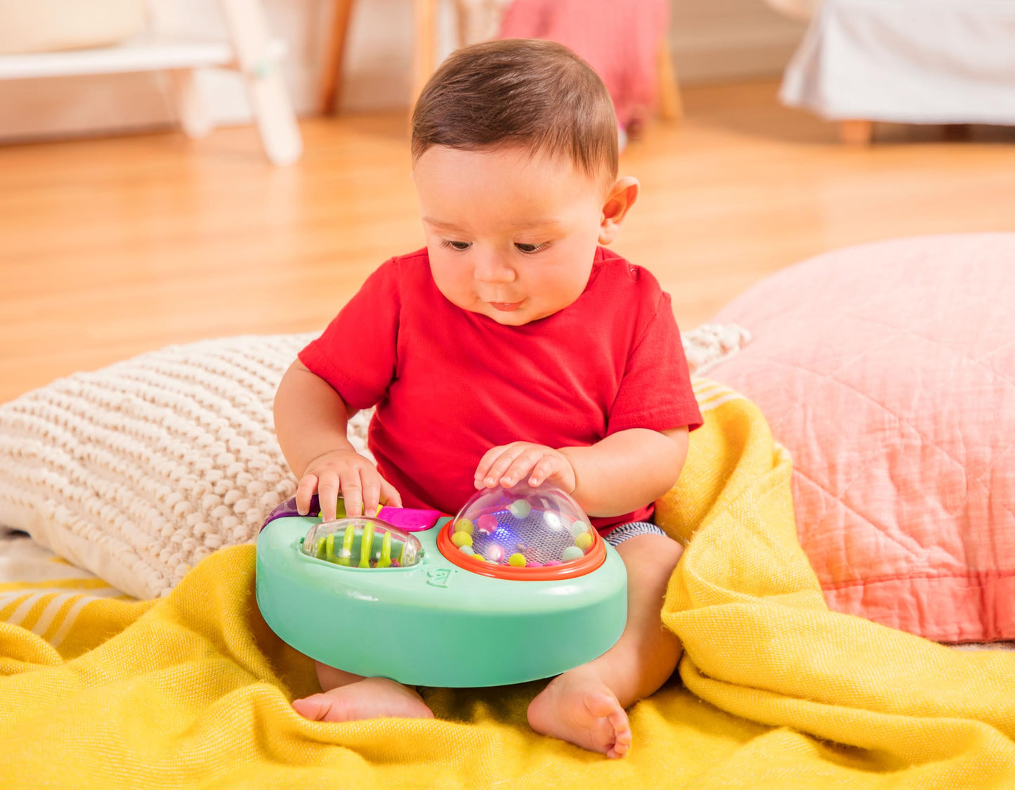 B. toys – Jucărie pentru bebeluși pentru scaunul de masă – Jucărie cu ventuză cu muzică, lumini, sunete – Jucărie senzorială – Jucărie motrică Activitate pentru bebeluși – de la 6 luni – Whirly Pop