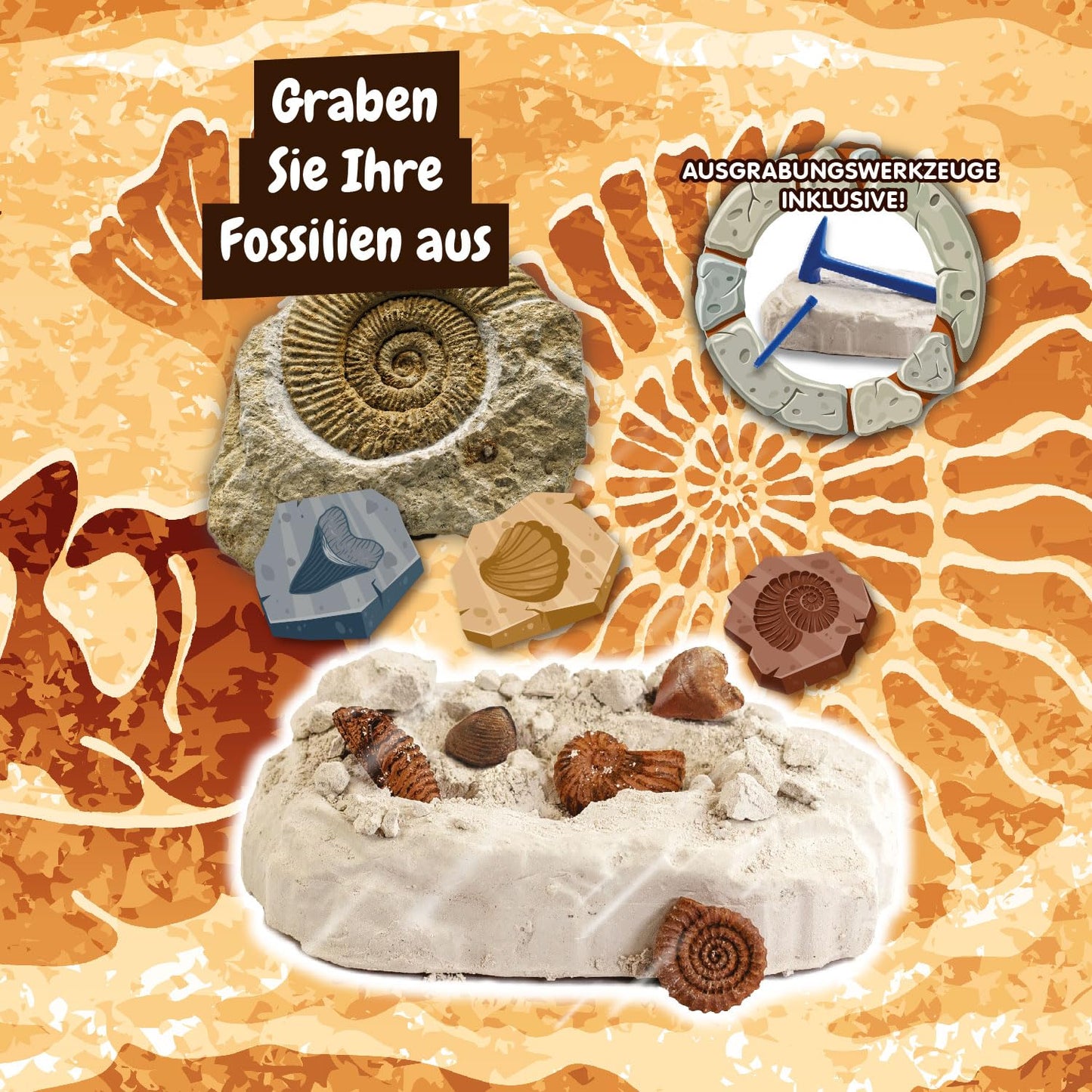 Science4you Fossilien Set de fosile pentru copii Palentologie cu 5 fosile incredibile de la 6 ani
