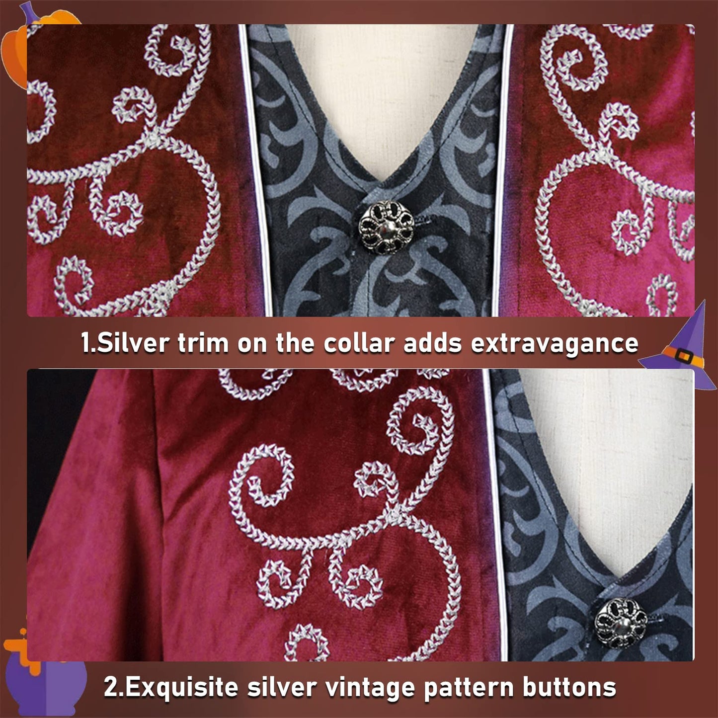 Mantou Steampunk pentru bărbați TTOKGZG, Frack vintage gotic victorian, costum medieval de renaștere pentru cosplay de Halloween (Roșu, M)