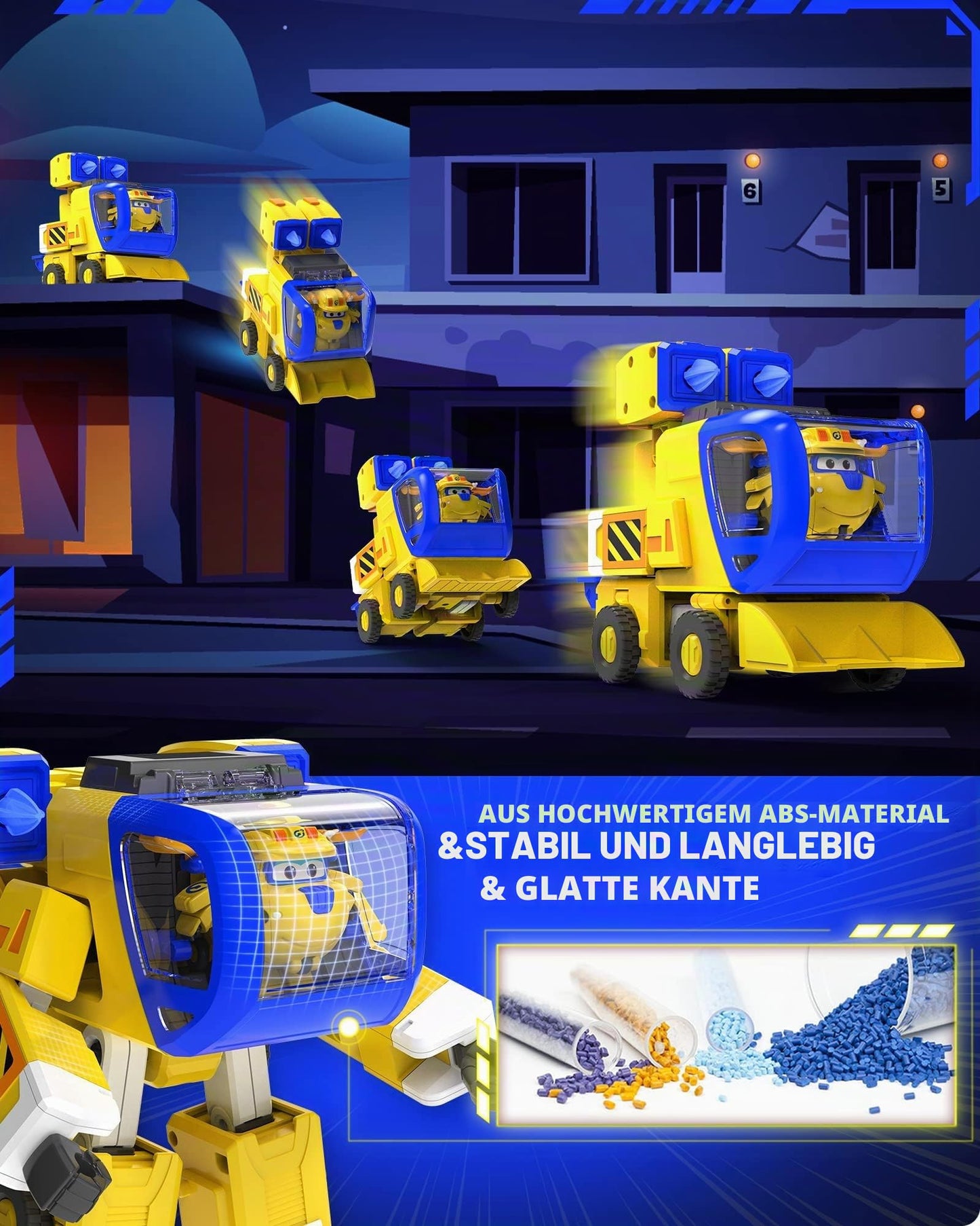 Super Wings EU750322 Figurina de joacă transformabilă New Robot Suit Donnie 23 cm pentru copii (galben)