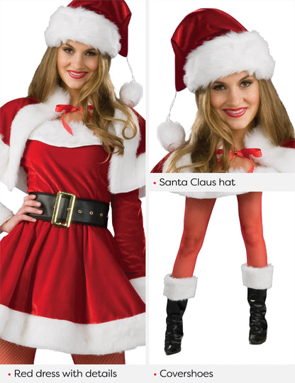 Costum Craciunita Mama Noel, rochie completă cu bonetă, oficial Rubies pentru Crăciun, petreceri și sărbători.