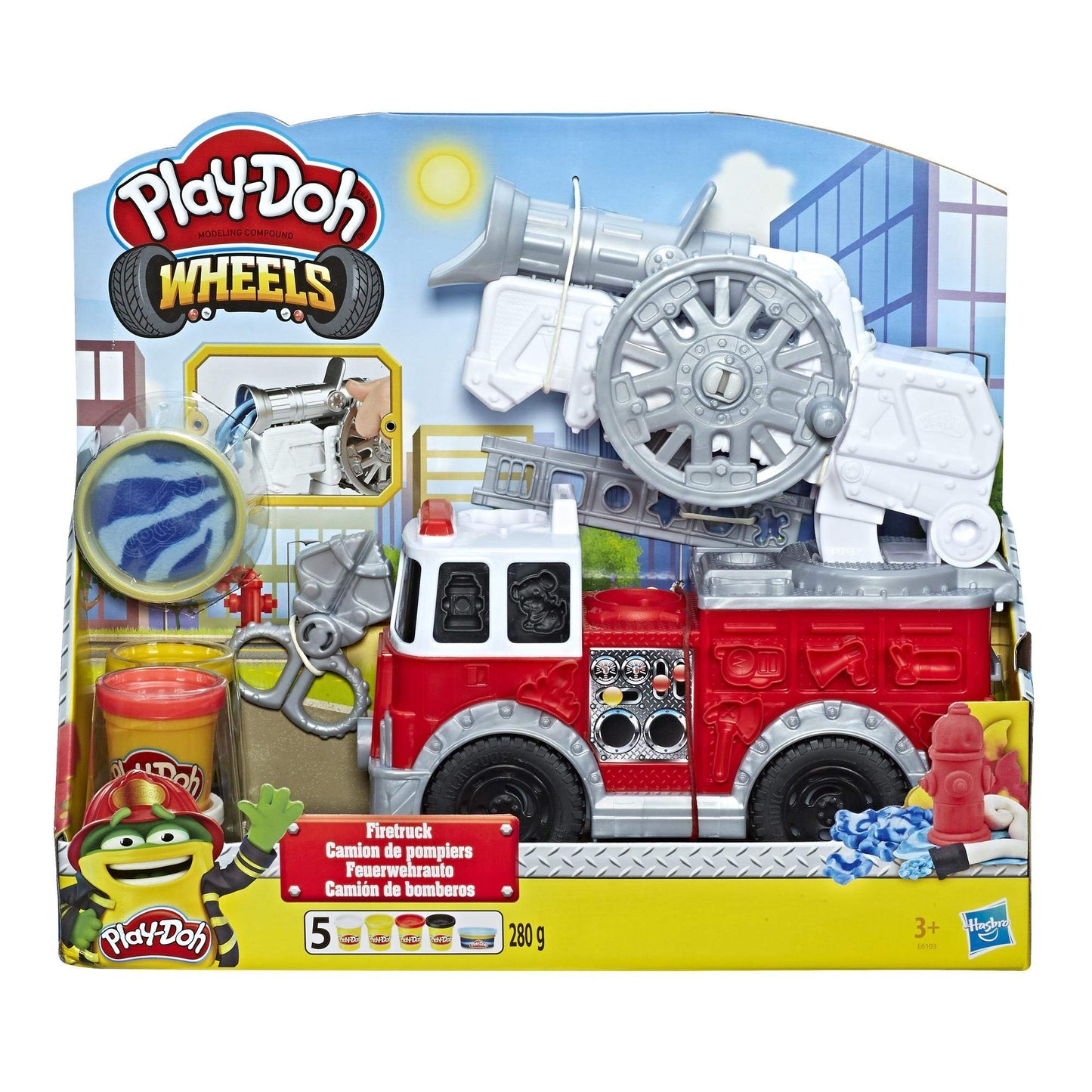 Play-Doh E6103EU5 Set Mașină de Pompieri, 5 cutii, 3+ ani