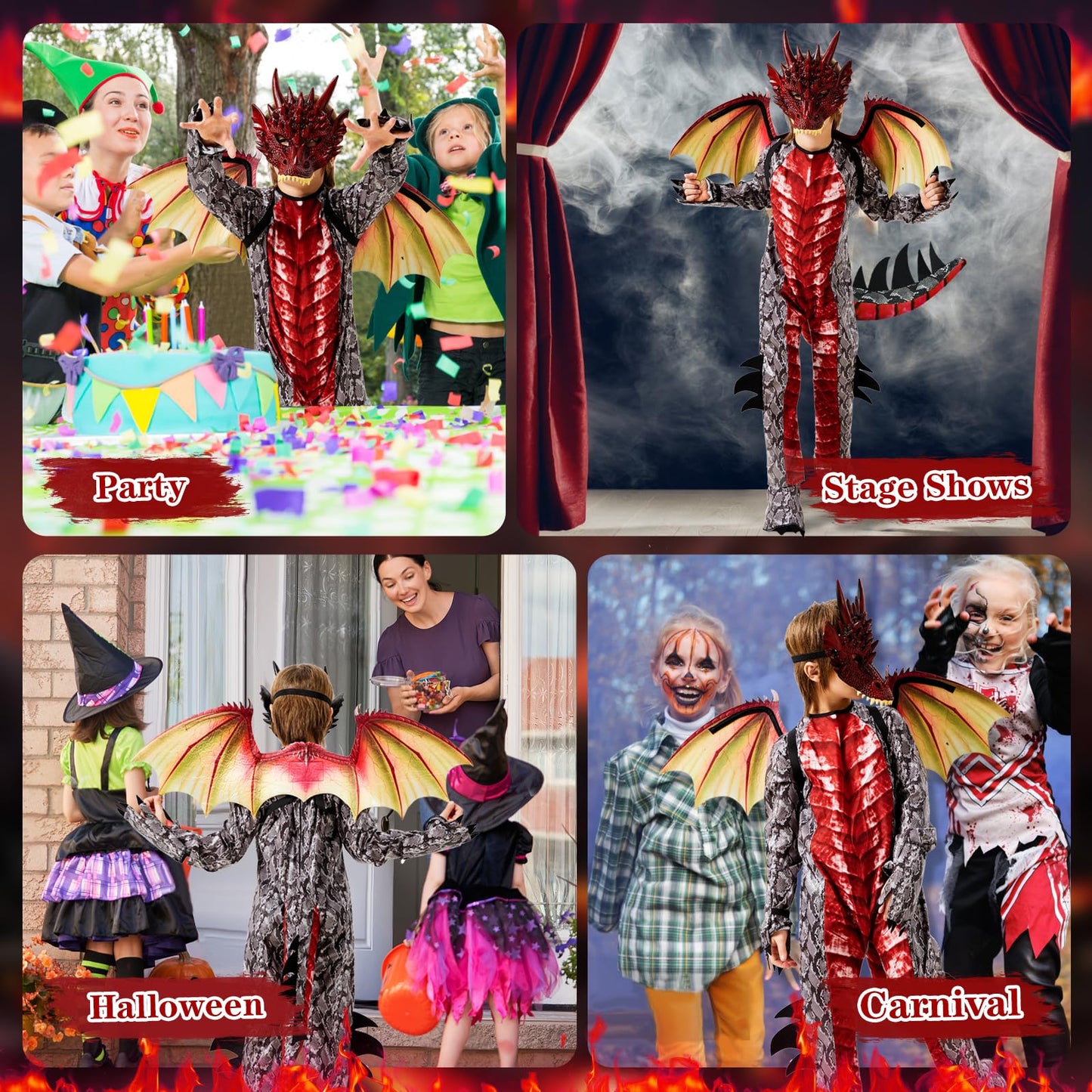 Ulikey Costum Dragon Copii cu Aripi și Mască