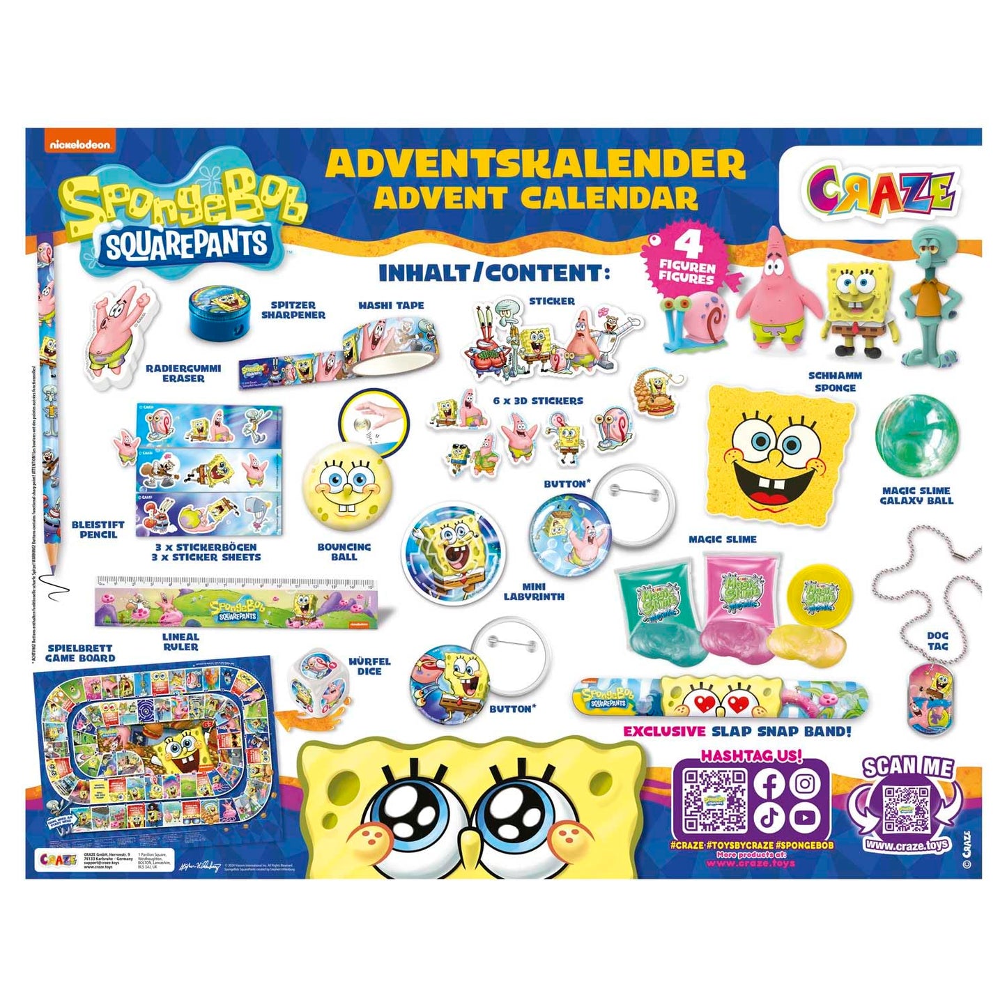 CRAZE Calendar Advent SpongeBob 2025, jucării