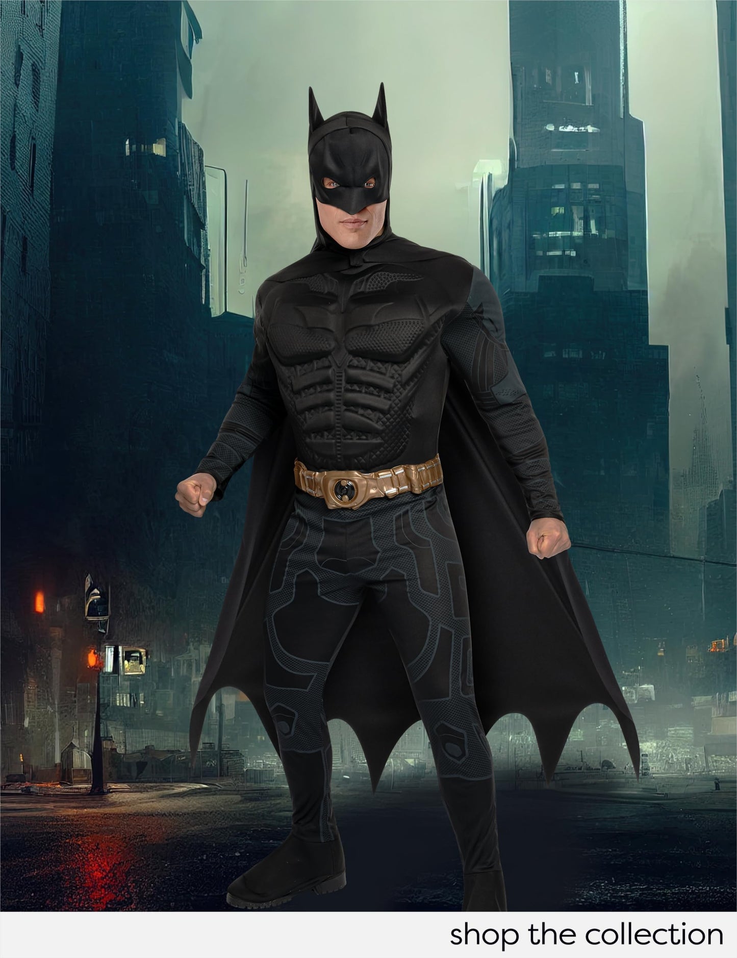 Costum Deluxe Batman pentru adulți Rubie's 3 880671 XL, Mărime XL, Negru, Halloween