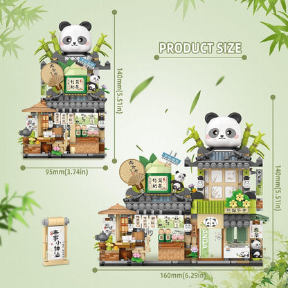 Panda Haus Mini Blocuri, Set Creativ MOC Jucării pentru Fete 6-12 Ani, 860 PCS Blocuri de Construcție, Cadou Jucărie (Incompatibil cu Lego)