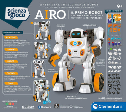 Clementoni Robotics Airo Robot AI de asamblat, 6 motoare, 9+