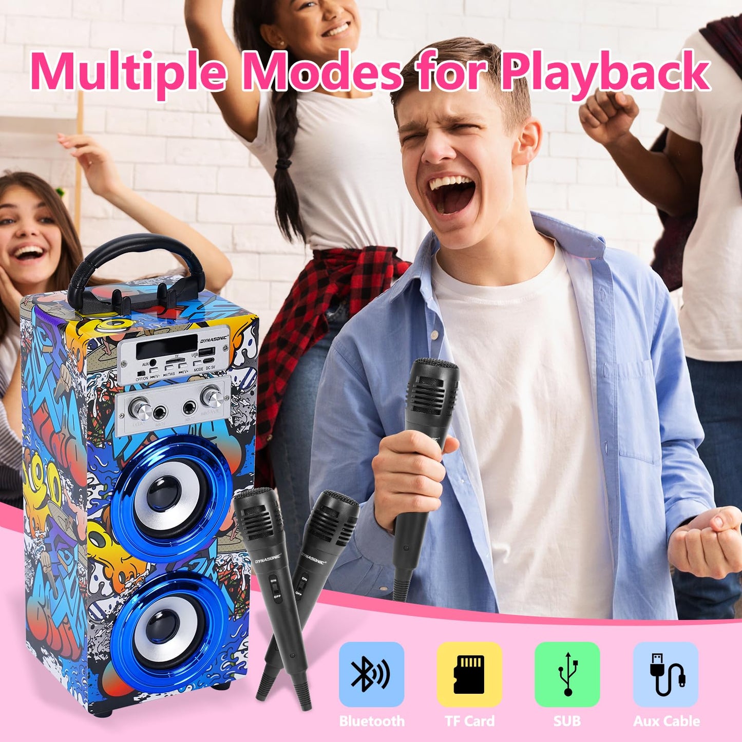 DYNASONIC 025-16 Boxa karaoke cu 2 microfoane