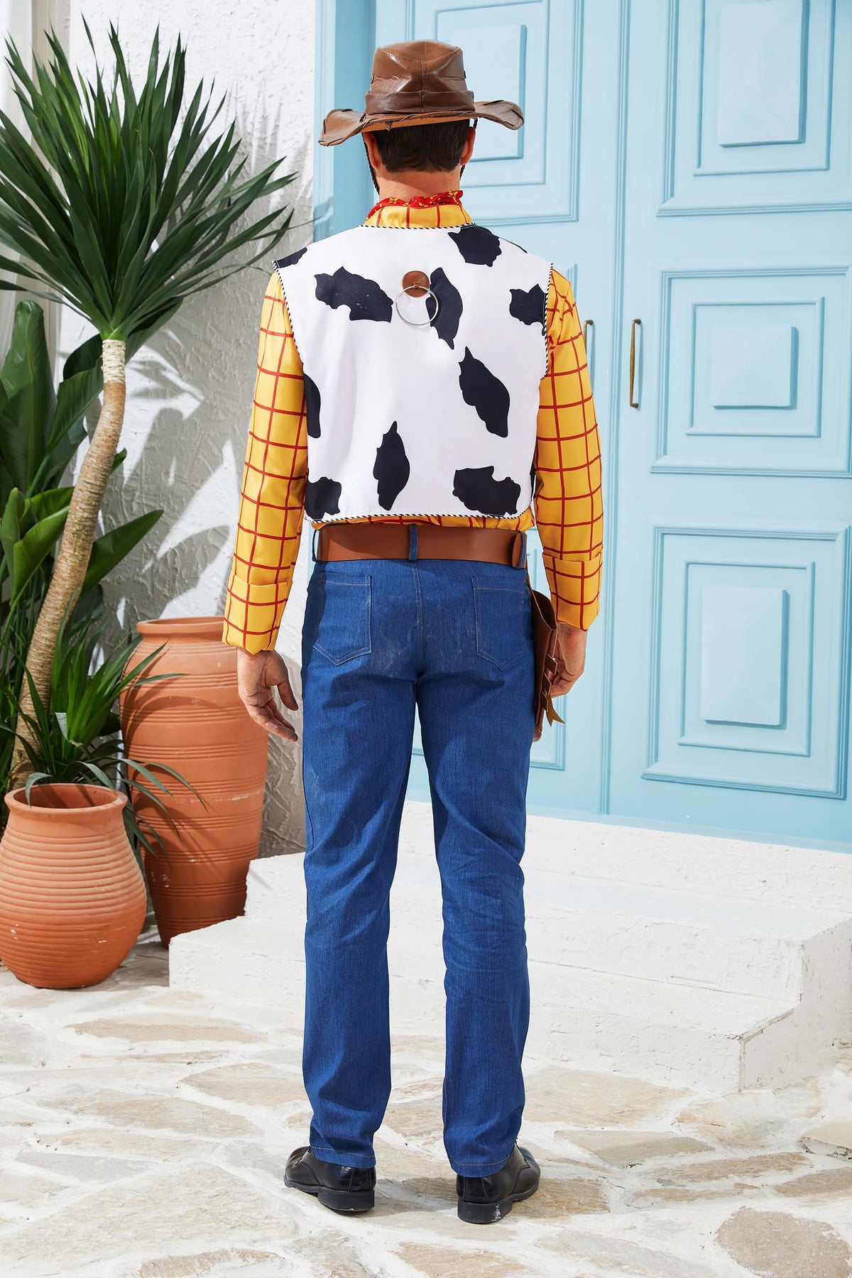 AYYOHON Woody Set costum cowboy șerif pentru adulți cu pălărie și accesorii L