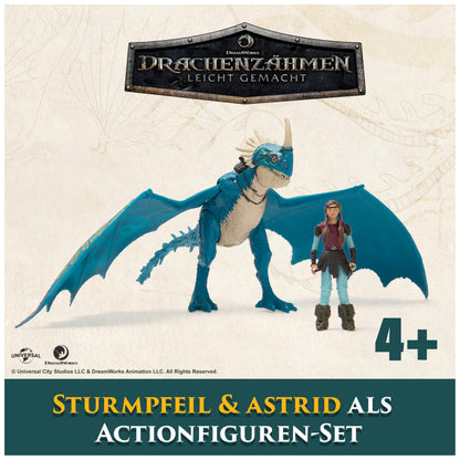 Dreamworks How to Train your Dragon Set de figuri de acțiune cu vikingi și dragoni Sturmpfeil & Astrid pentru copii de la 4 ani