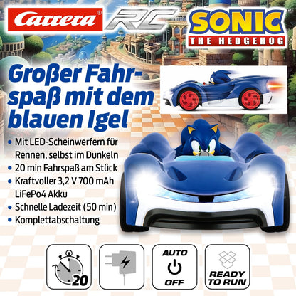 Masina cu telecomanda Sonic Racer, Albastru, 26.5 x 15.9 x 12 cm