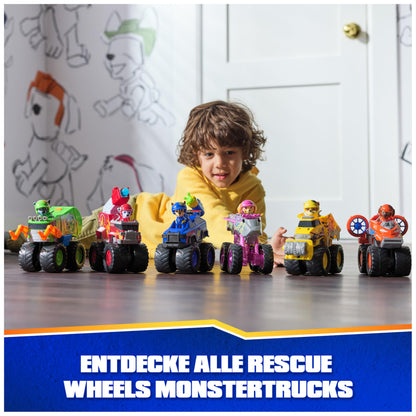 PAW PATROL Rescue Wheels Set de joacă Monstertruck reciclare Rocky cu lansator de proiectile și figurină câine 3+ ani