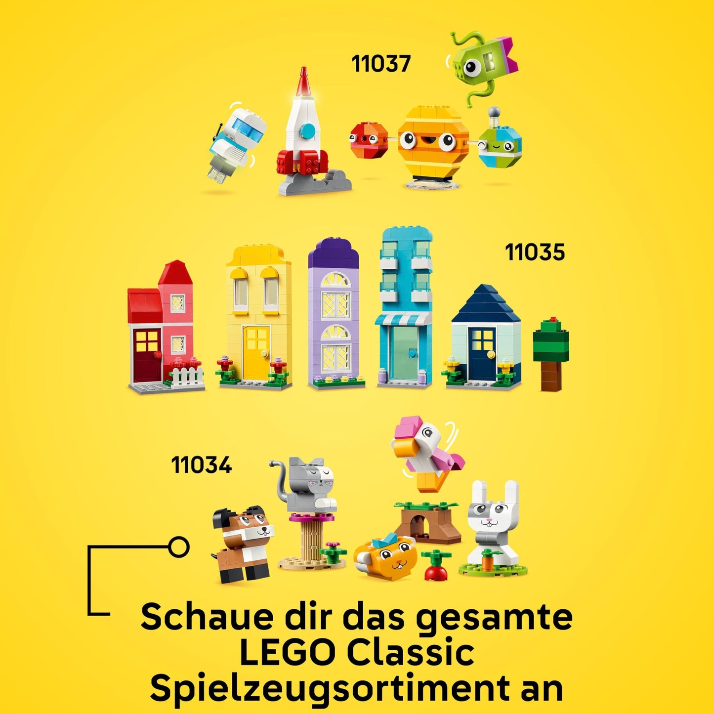 LEGO Classic Case Creative, Set de Piese pentru Copii, Jucărie de Construcție cu 850 de Piese, Jucărie pentru Construirea Caselor cu Accesorii, Cadou pentru Băieți și Fete de la 4 Ani 11035