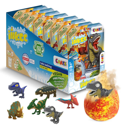 INKEE Surprise Dino 8 bombe de baie cu figurine