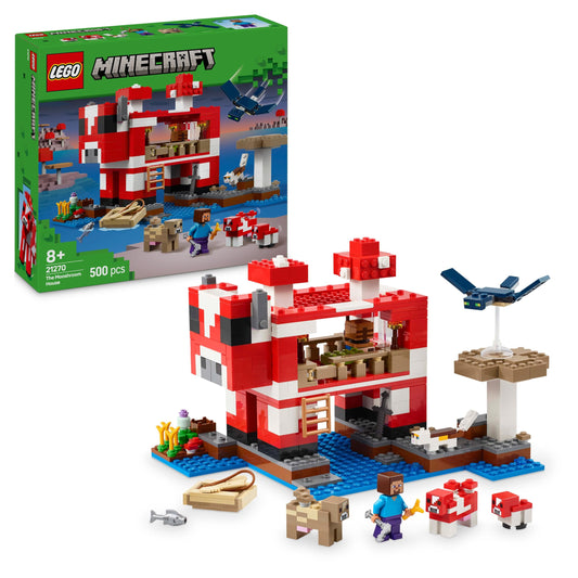 LEGO Minecraft 21270 Set de construcție Casa vacii ciupercă cu 500 piese pentru copii de la 8 ani