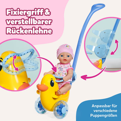 BABY Born 838938 Cărucior pentru păpuși cu mâner reglabil și roți funcționale pentru păpuși de 36 cm și 43 cm
