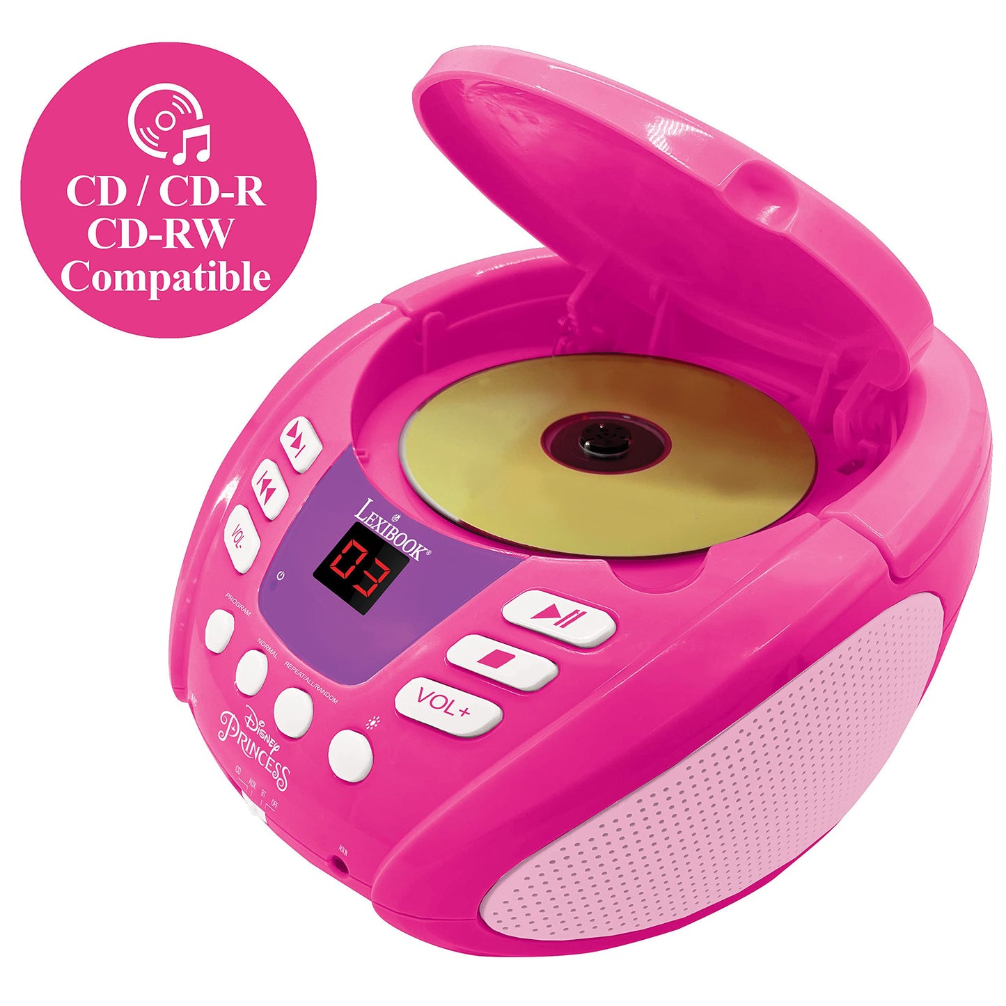 Lexibook RCD109DP CD Player Bluetooth Disney Printese, roz