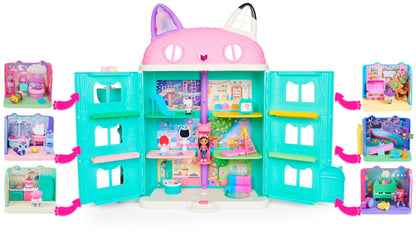 DREAMWORKS GABBY'S DOLLHOUSE - Deluxe Raion, Sweet Dreams, Dormitor cu Pisica Pufoasă, 3 Mobilier și 2 Cutii Surpriză cu Accesorii, pentru copii de la 3 ani
