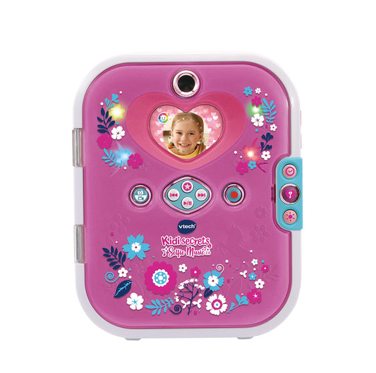 VTech Kidisecrets Selfie Music 2.0 – Jurnal pentru copii cu 2 camere, MP3 player, recunoaștere facială și efecte de lumină – Pentru copii de 6-12 ani