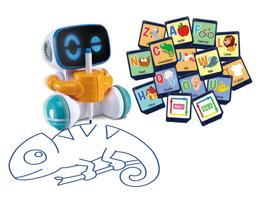 VTech Codi, robotul malefic inteligent – prieten interactiv care se mișcă singur și desenează cu stiloul din mână – pentru copii de 4-8 ani