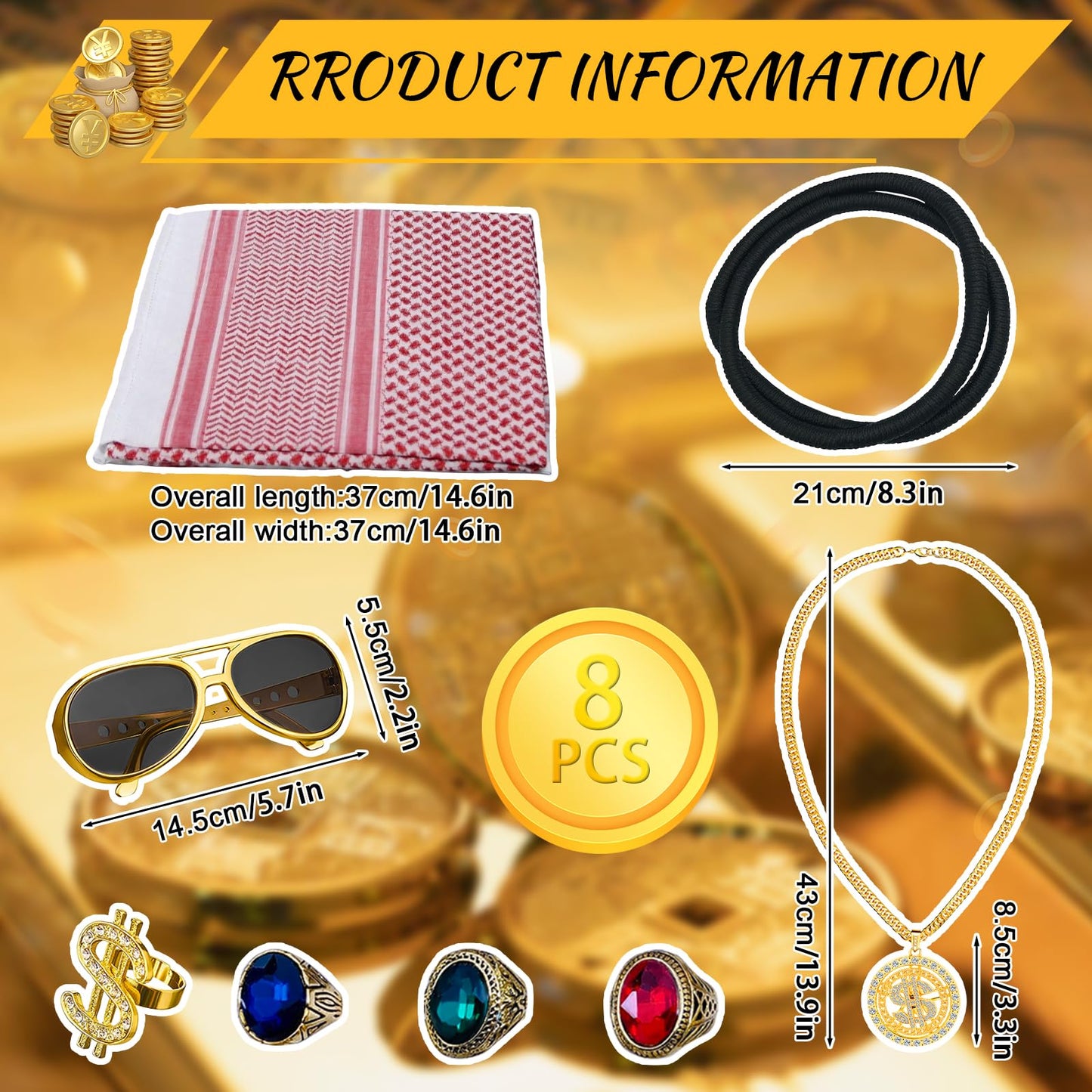 Ulikey Costum șeic arab alb cu accesorii, 2XL